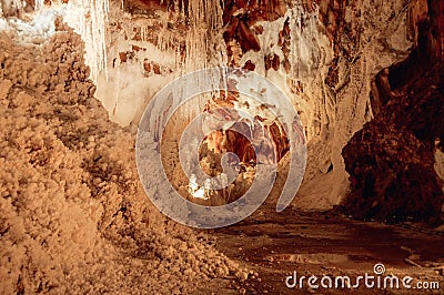 Salt cave in an old mine. Cardona, Spain. Cardonaâ€™s Salt Mountain Cultural Park. Muntanya de Sal Stock Photo